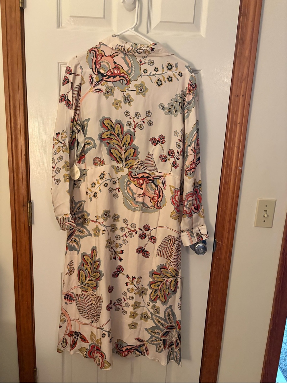 Spartina 449 Cream Floral Button-Front Midi Dress with Peach & Green Accents - Picture 2 of 3
